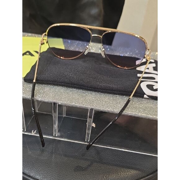 Quay Australia High Key Twist Large Aviator Sunglasses- Gold/Blue Rose main image 6